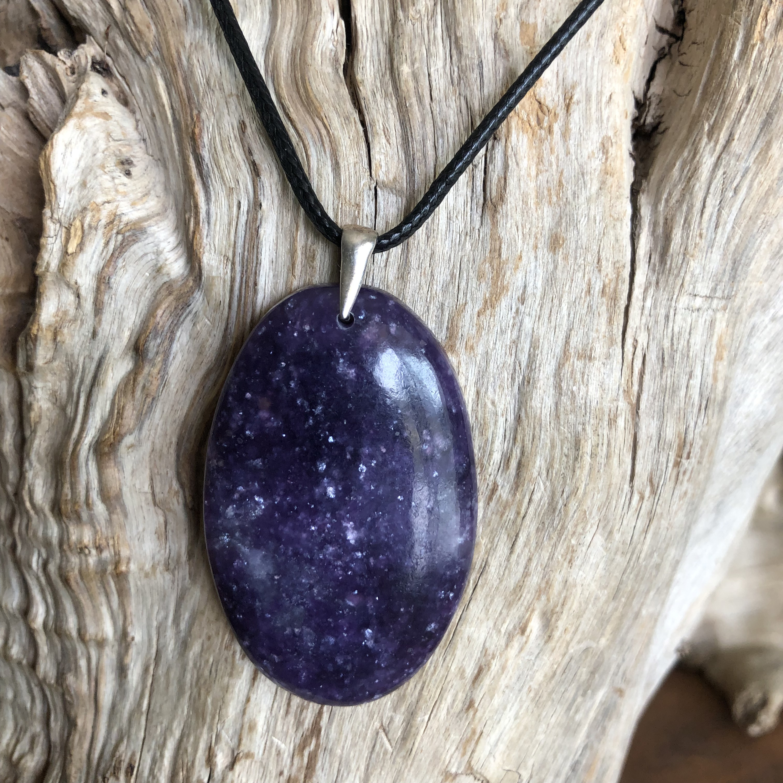 Pendentif Lépidolite, bélière argent 925