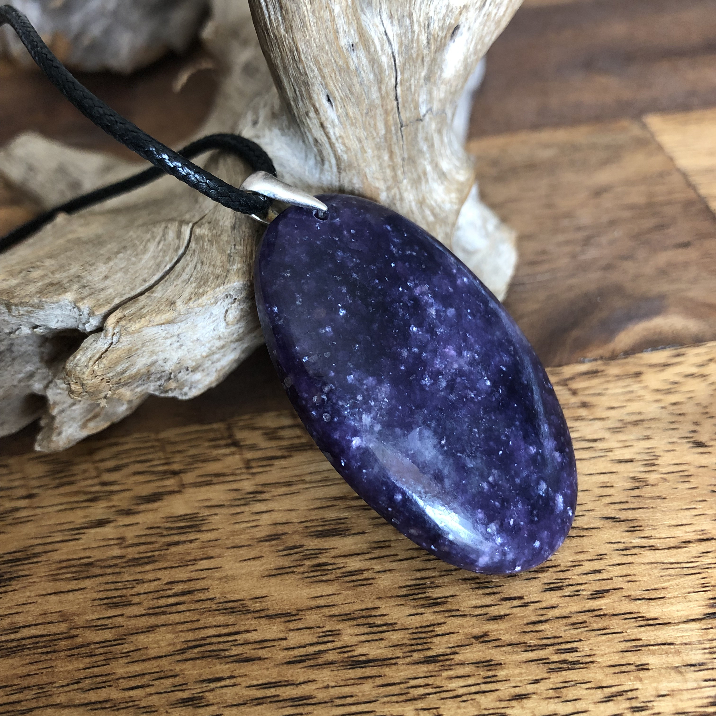Pendentif Lépidolite, bélière argent 925