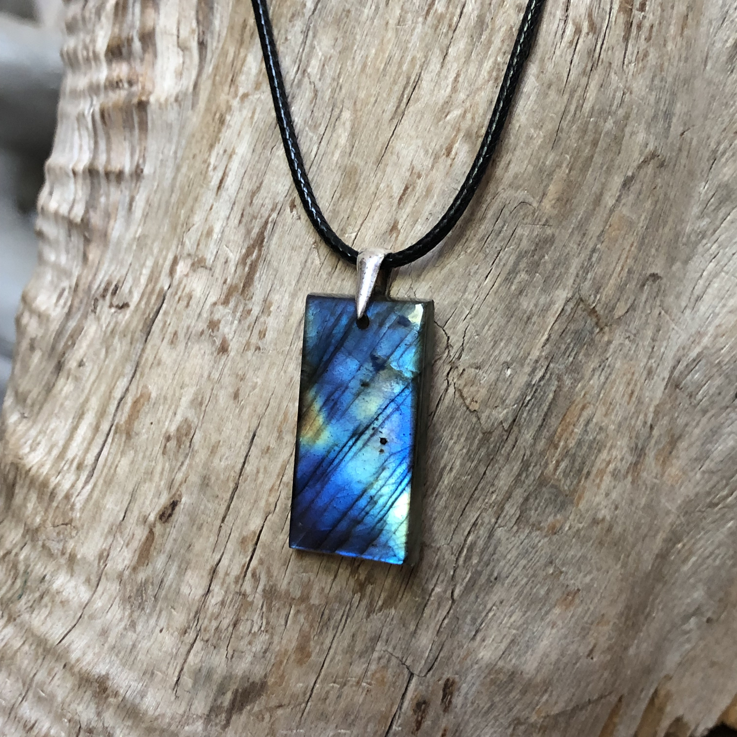 Pendentif labradorite, bélière argent 925