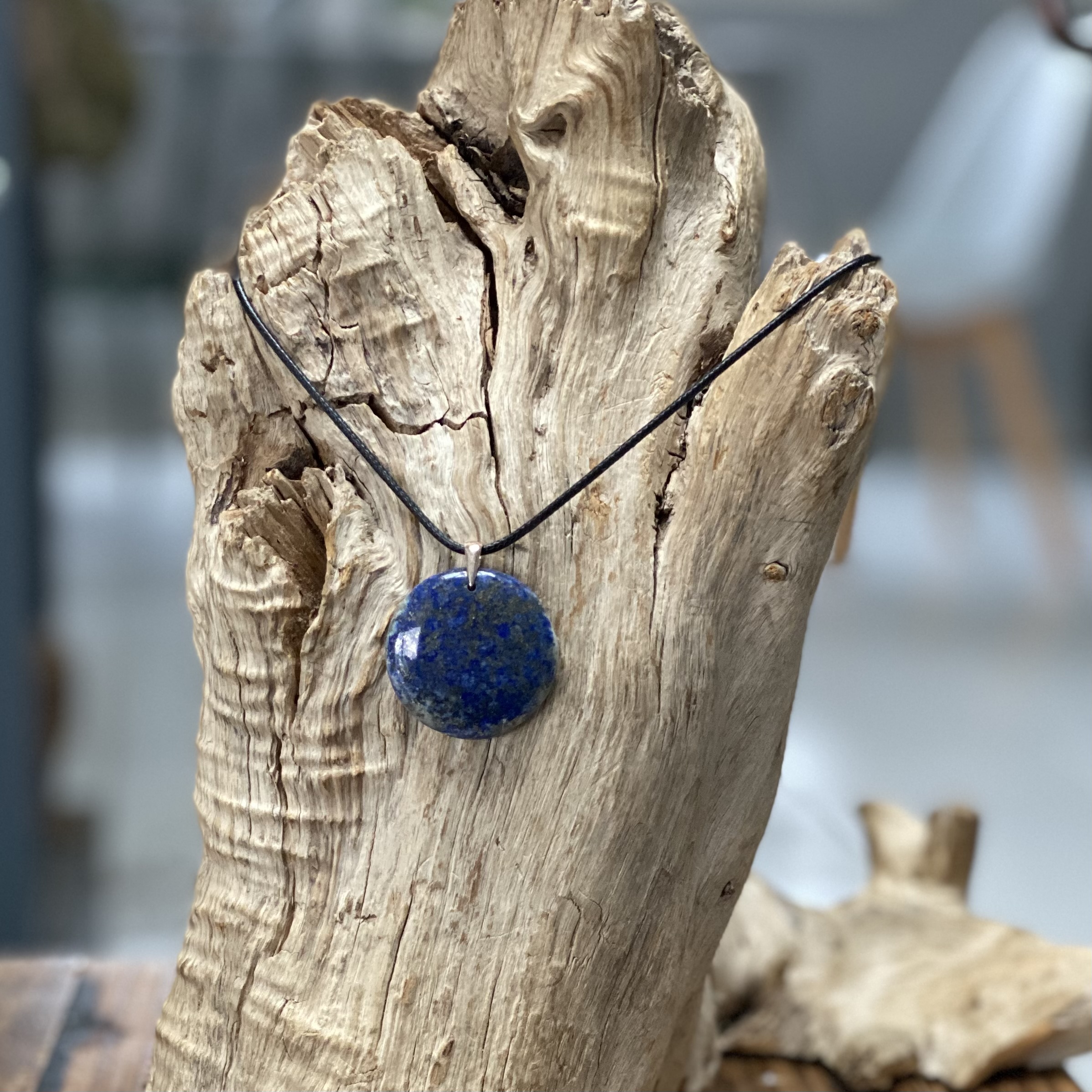 Pendentif lapis lazuli, bélière argent 925