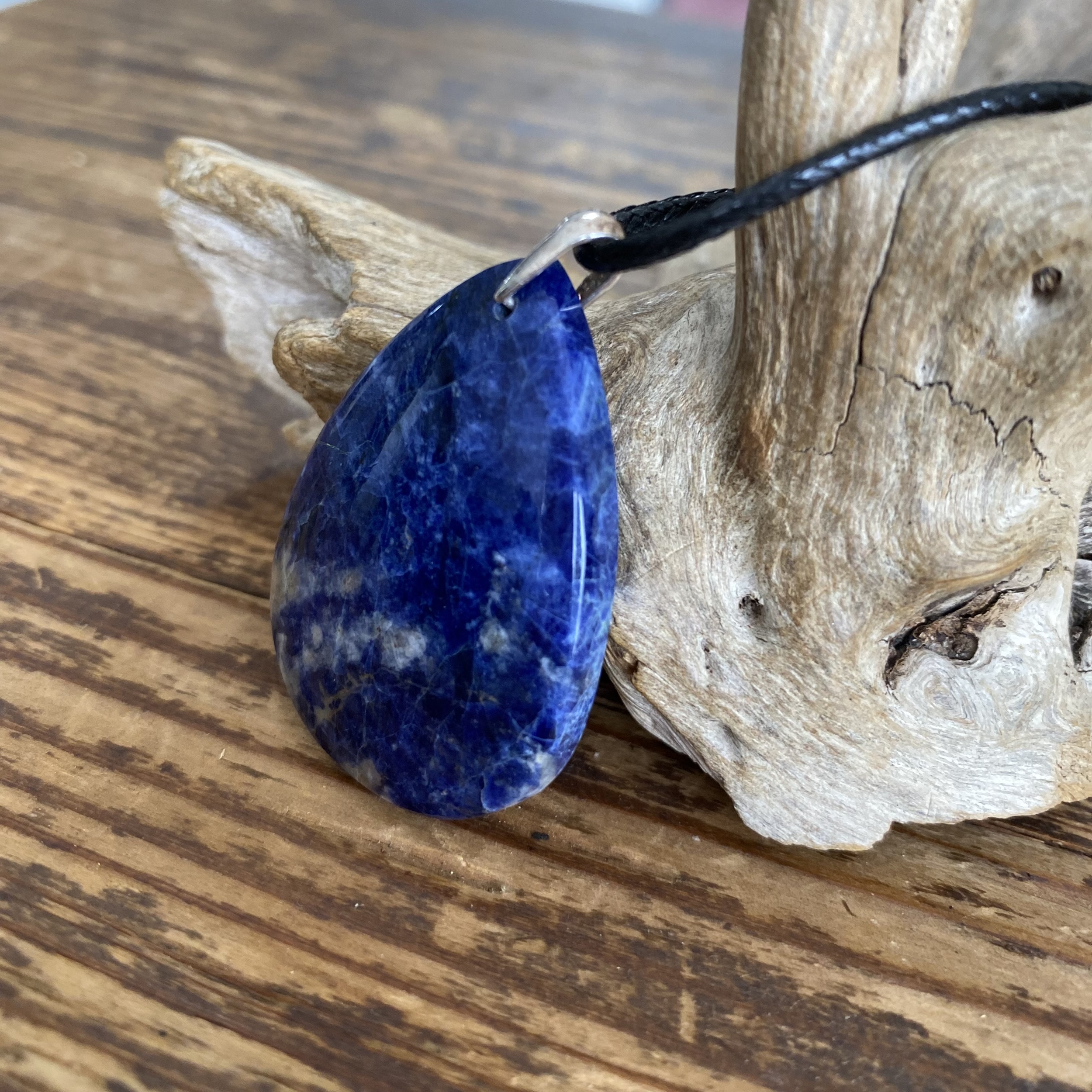 Pendentif Sodalite, bélière argent 925