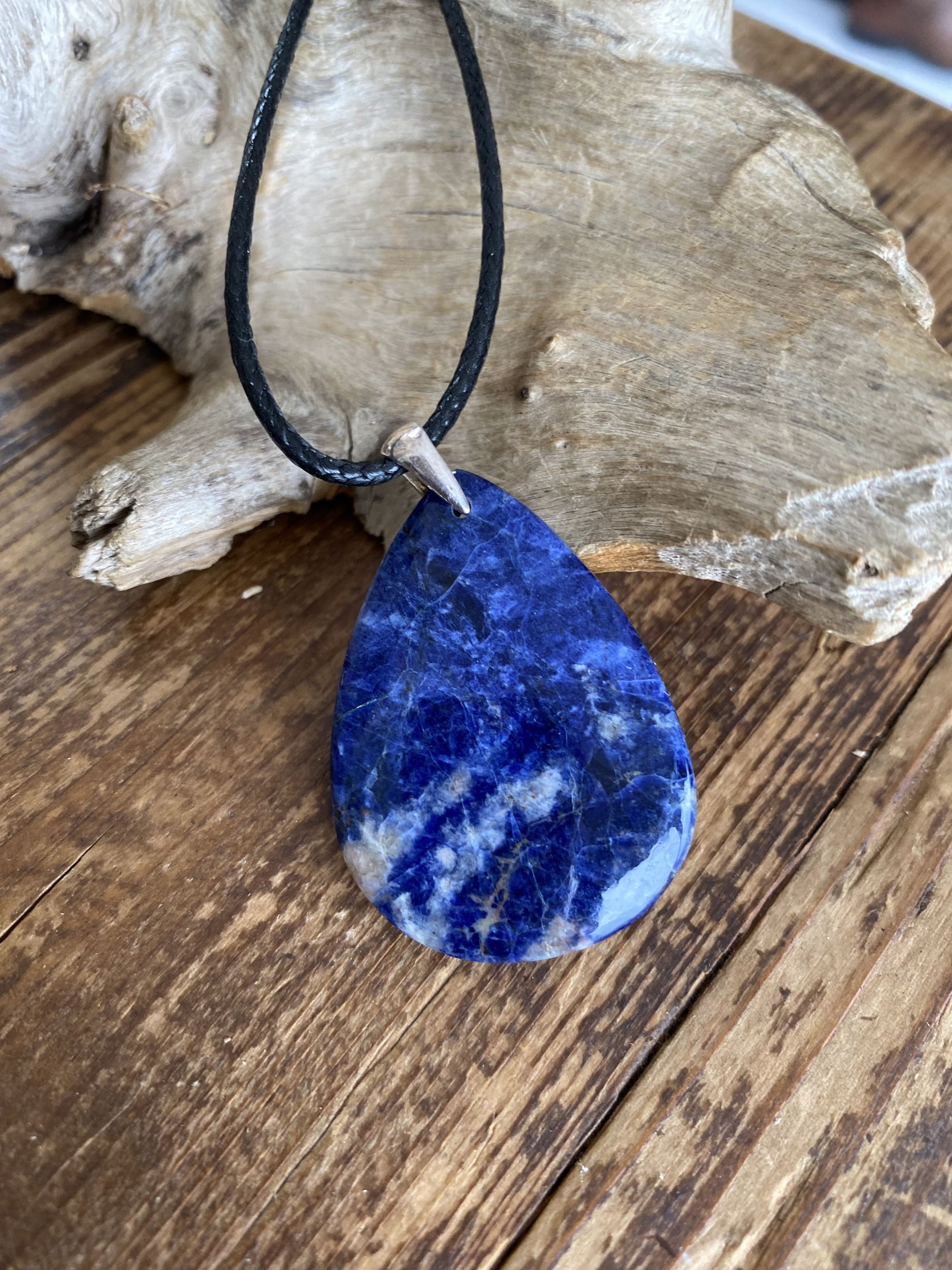 Pendentif Sodalite, bélière argent 925