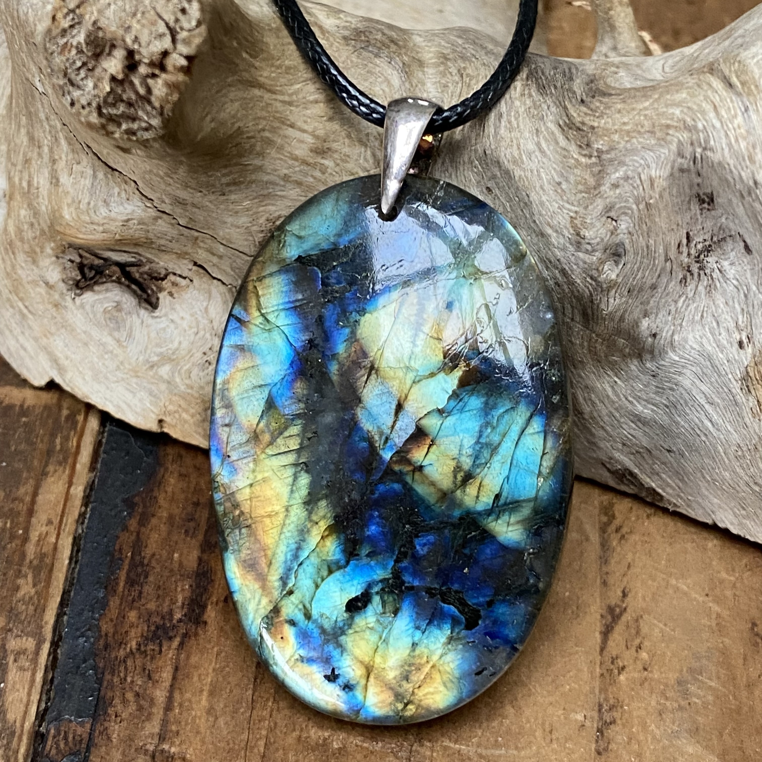 Pendentif labradorite bélière argent 925