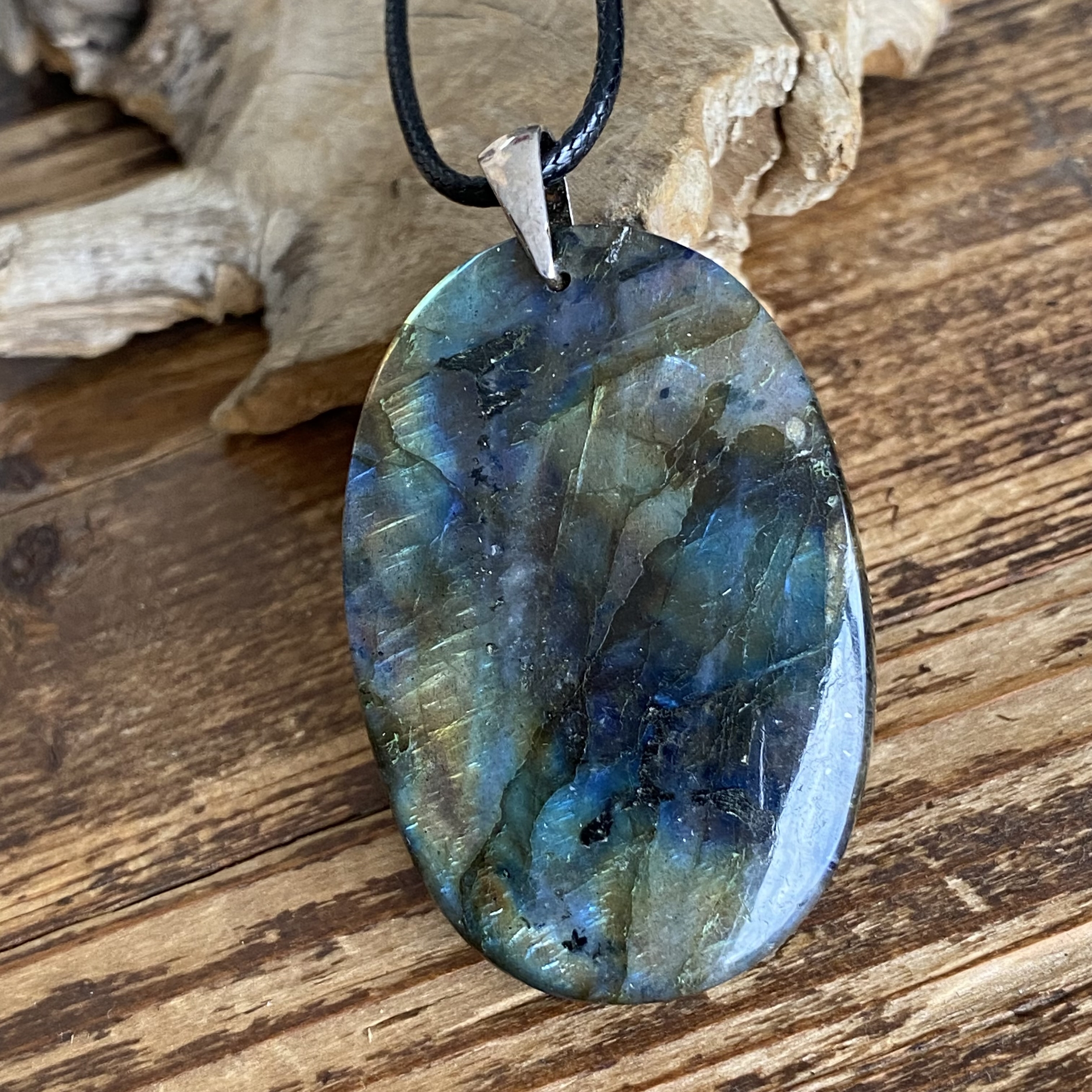 Pendentif labradorite bélière argent 925