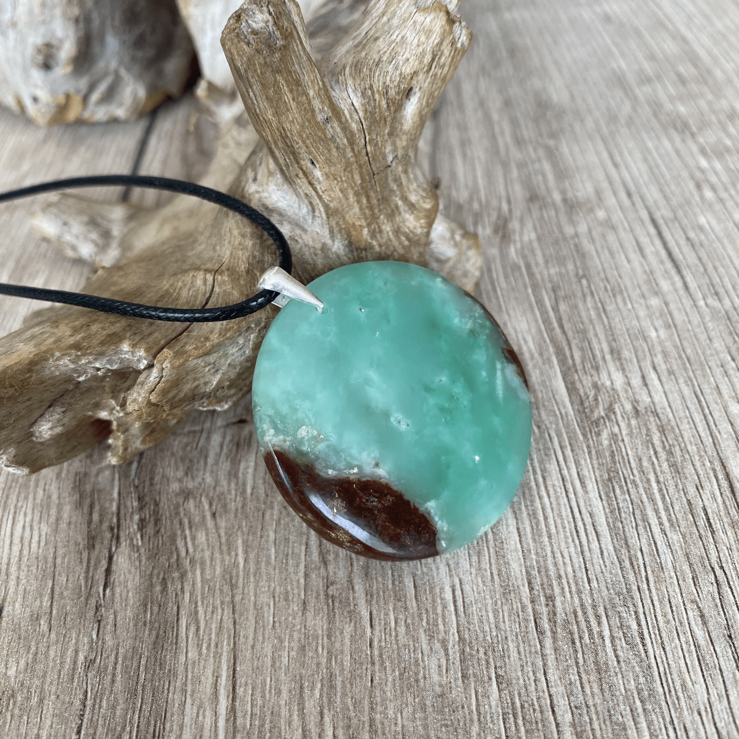 Pendentif Chrysoprase, bélière argent 925