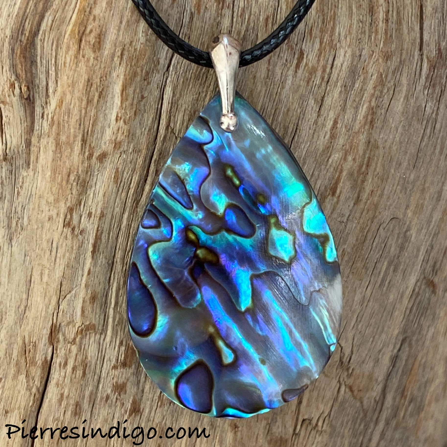 Pendentif Abalone, bélière argent 925
