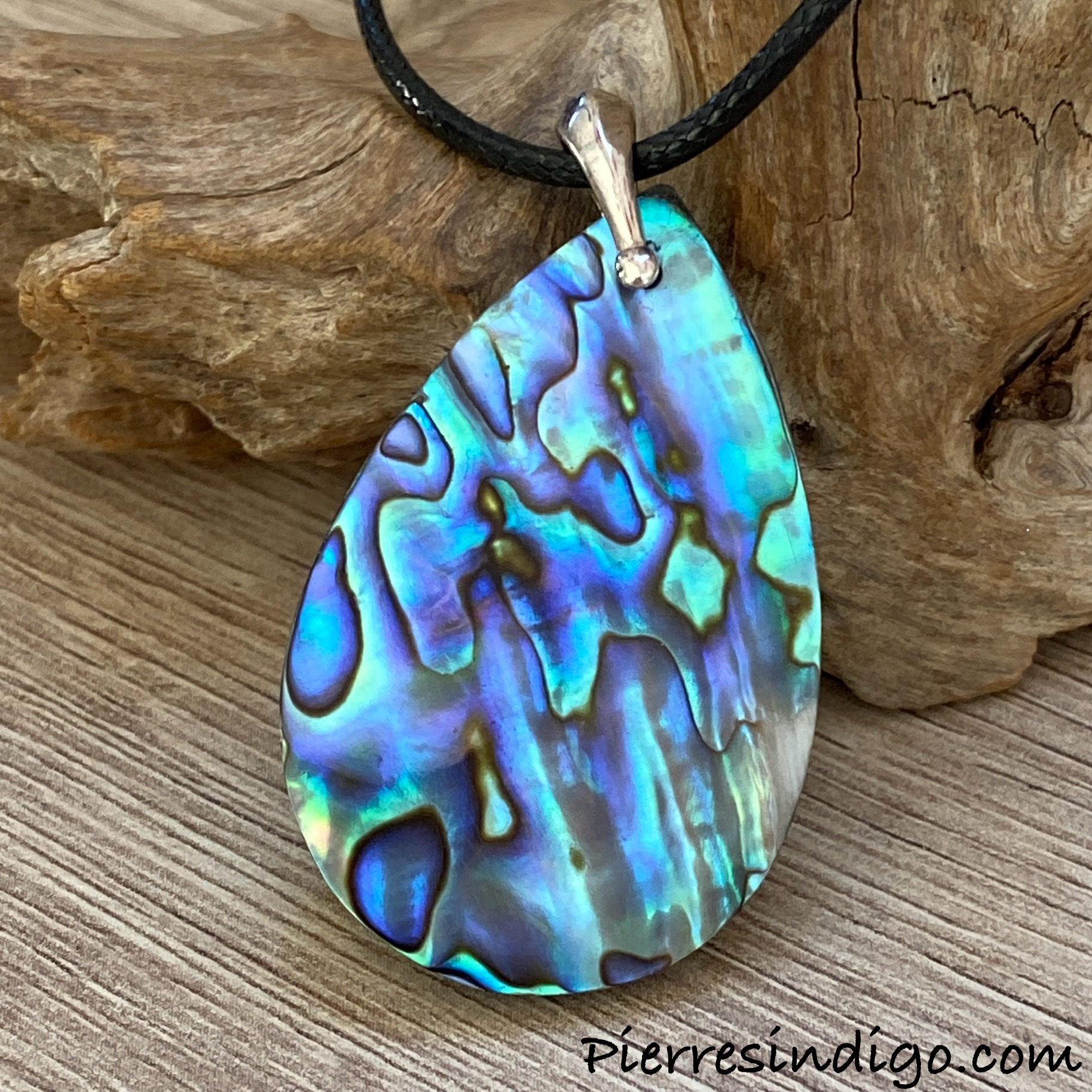 Pendentif Abalone, bélière argent 925
