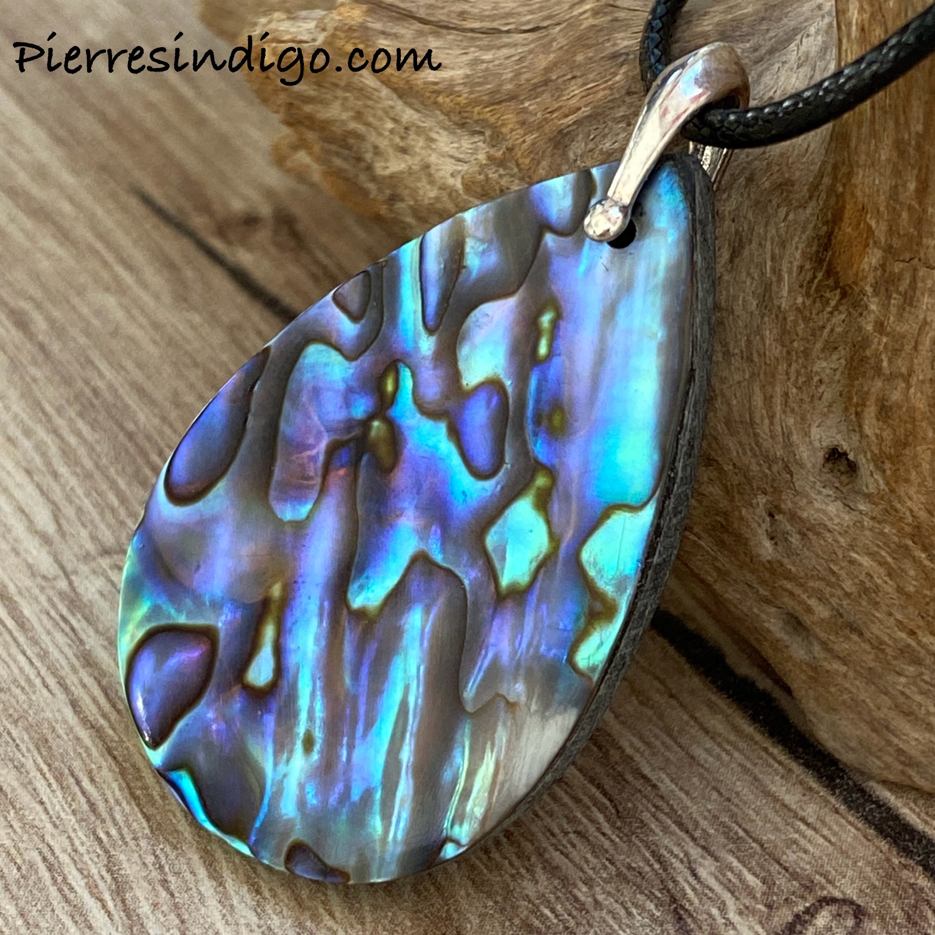 Pendentif Abalone, bélière argent 925