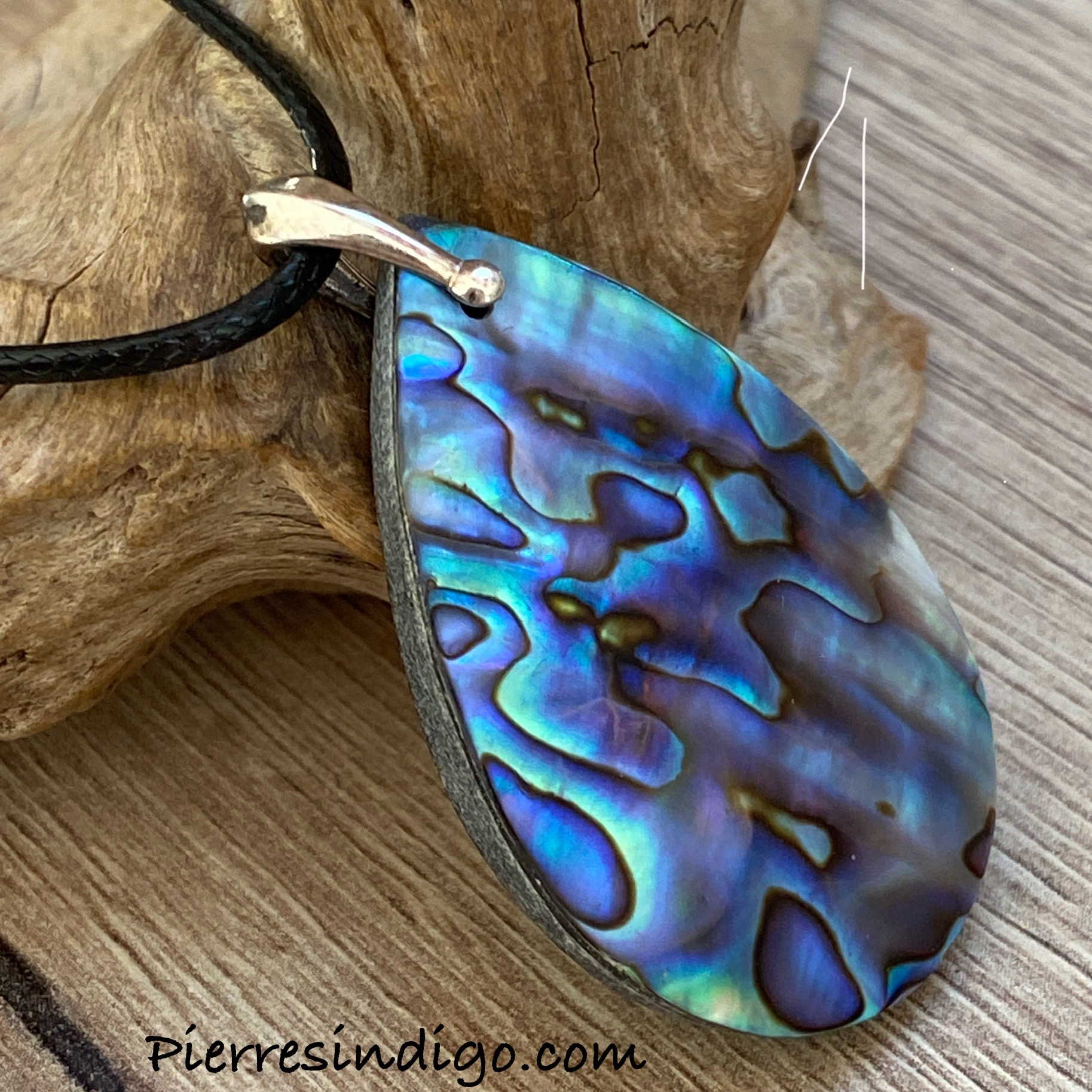 Pendentif Abalone, bélière argent 925