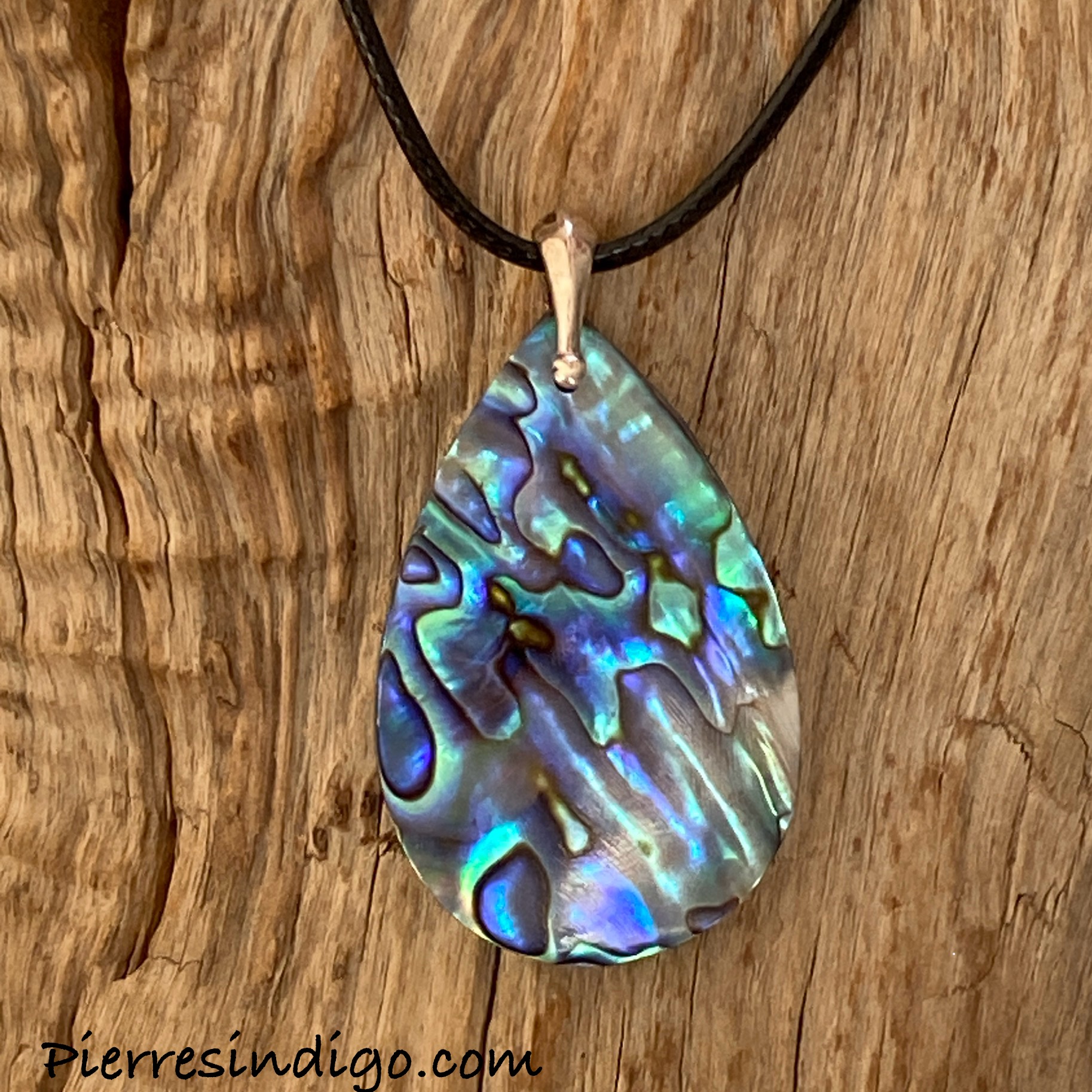 Pendentif Abalone, bélière argent 925