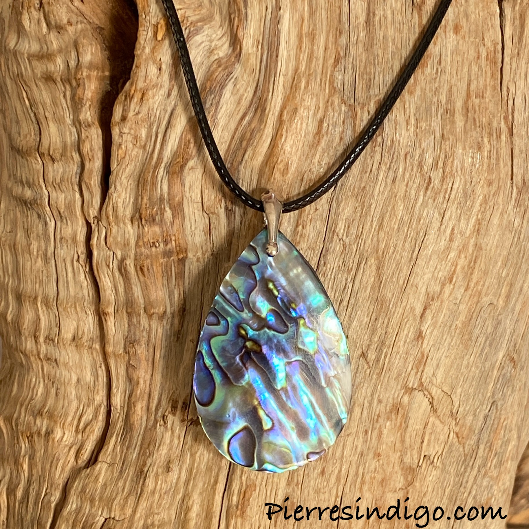 Pendentif Abalone, bélière argent 925