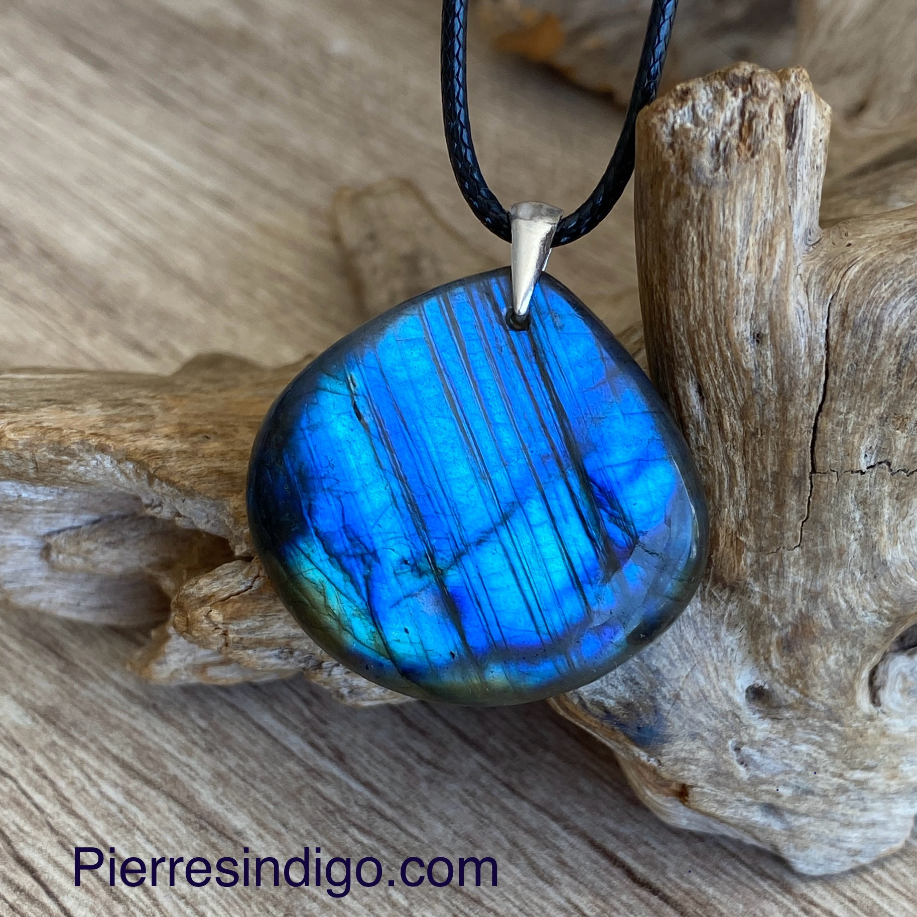 Pendentif labradorite, bélière argent 925