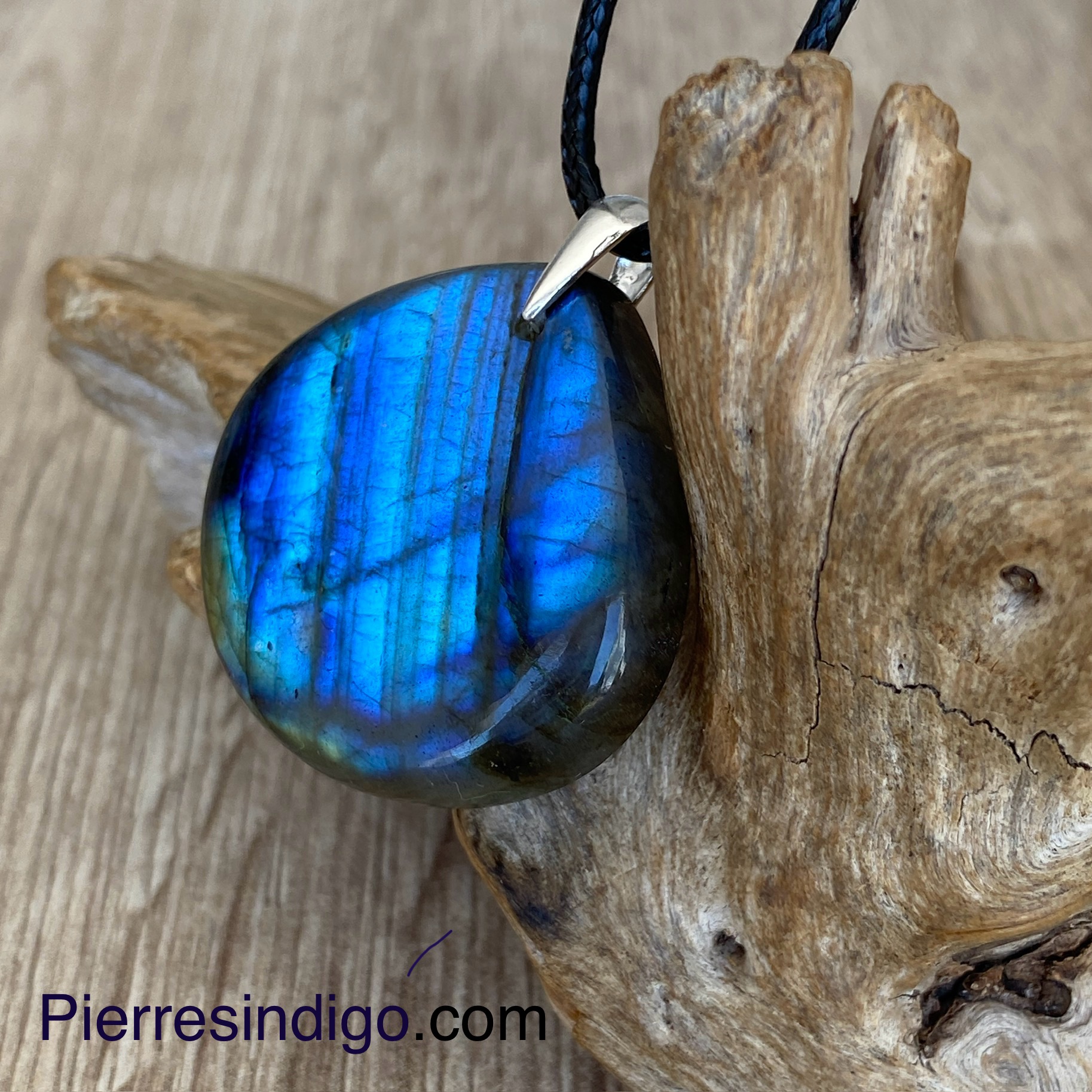 Pendentif labradorite, bélière argent 925