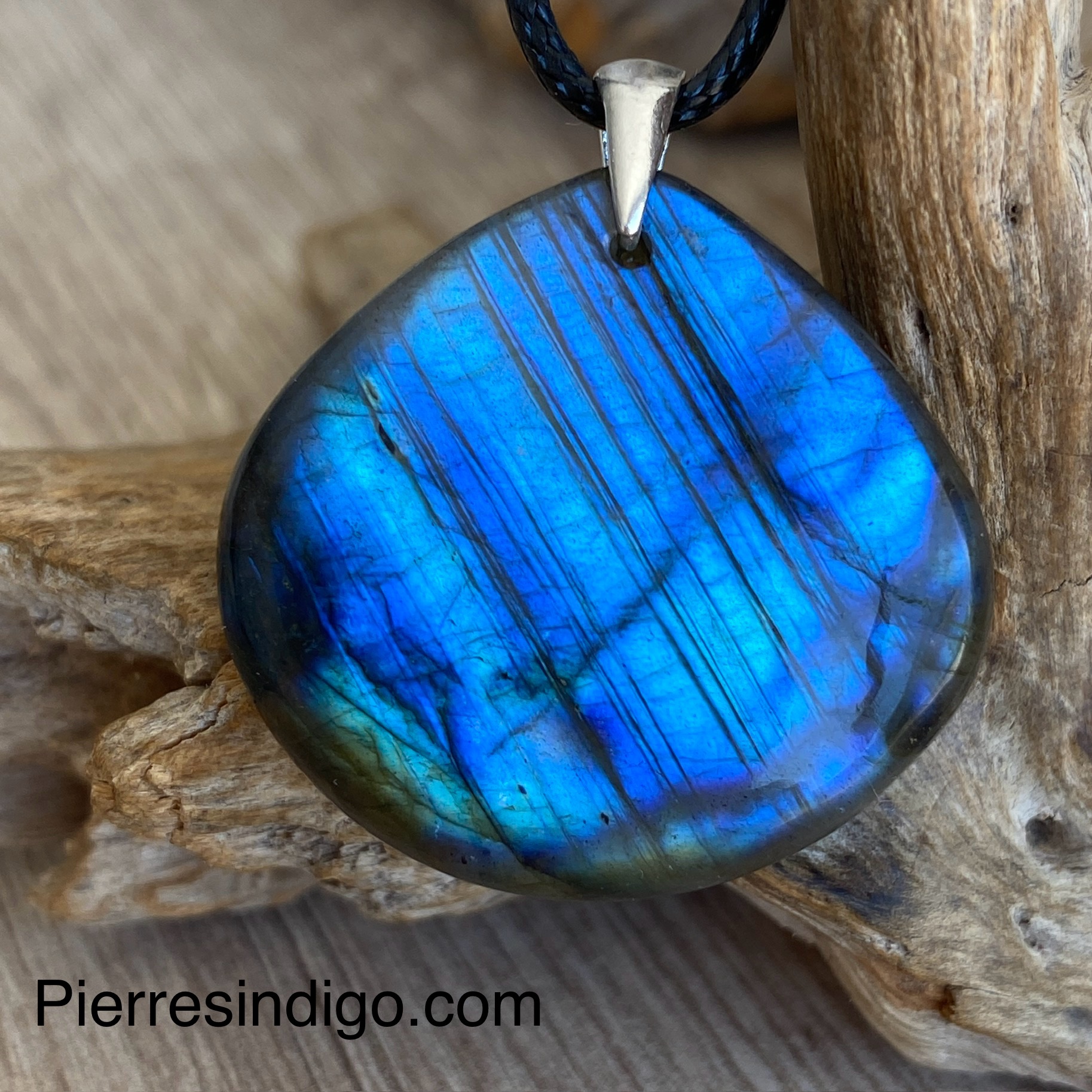 Pendentif labradorite, bélière argent 925