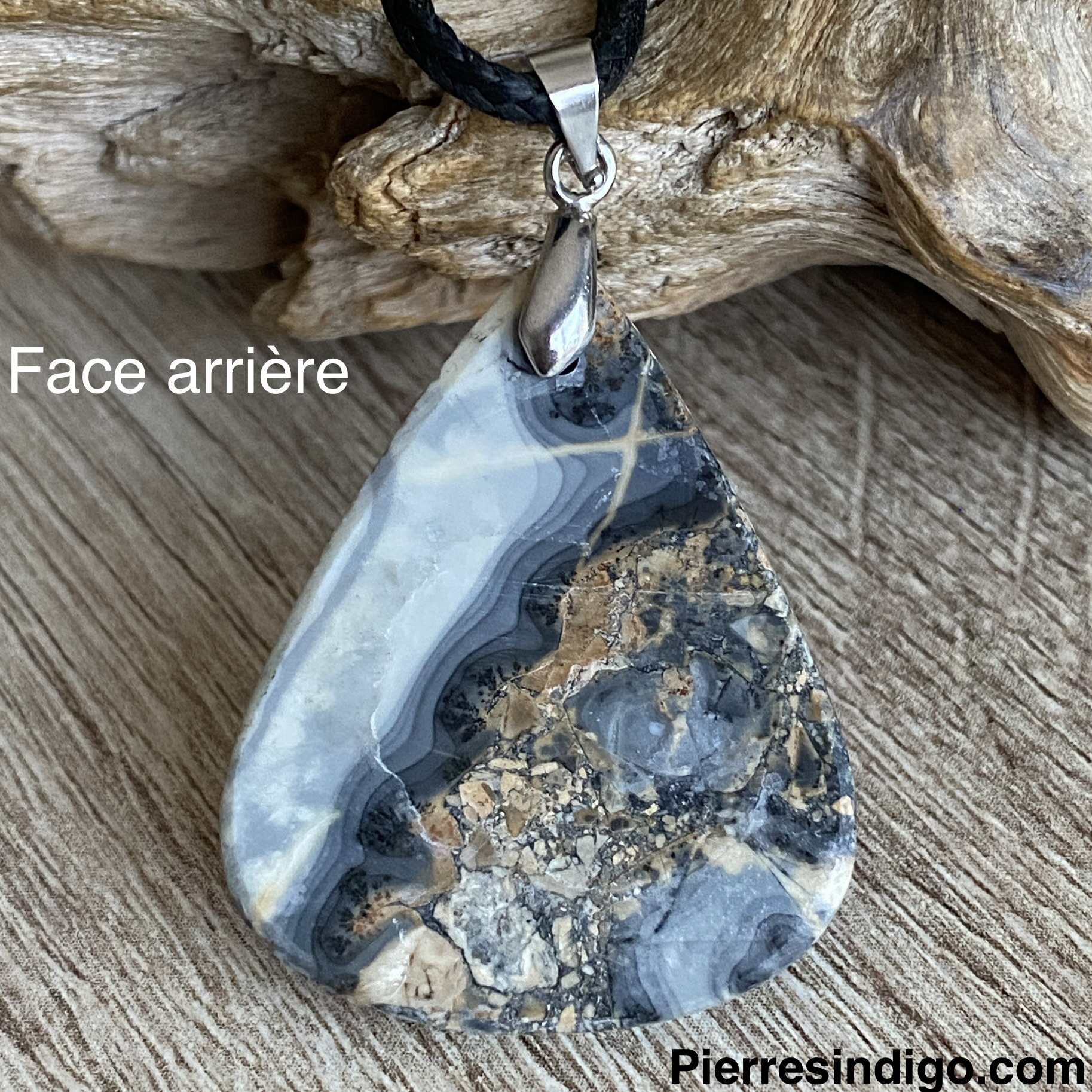 Pendentif Jaspe maligano, bélière argent 925