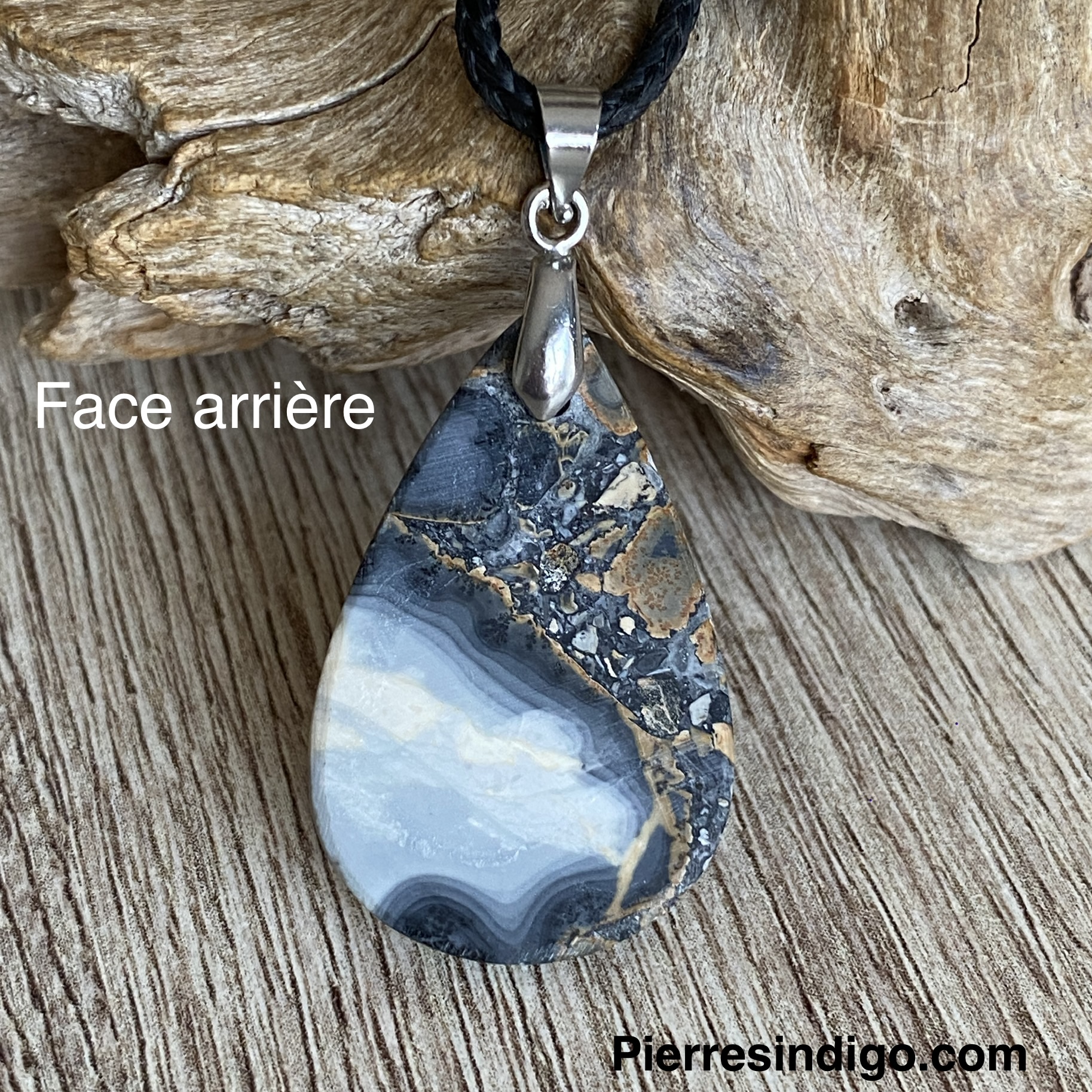 Pendentif Jaspe maligano, bélière argent 925