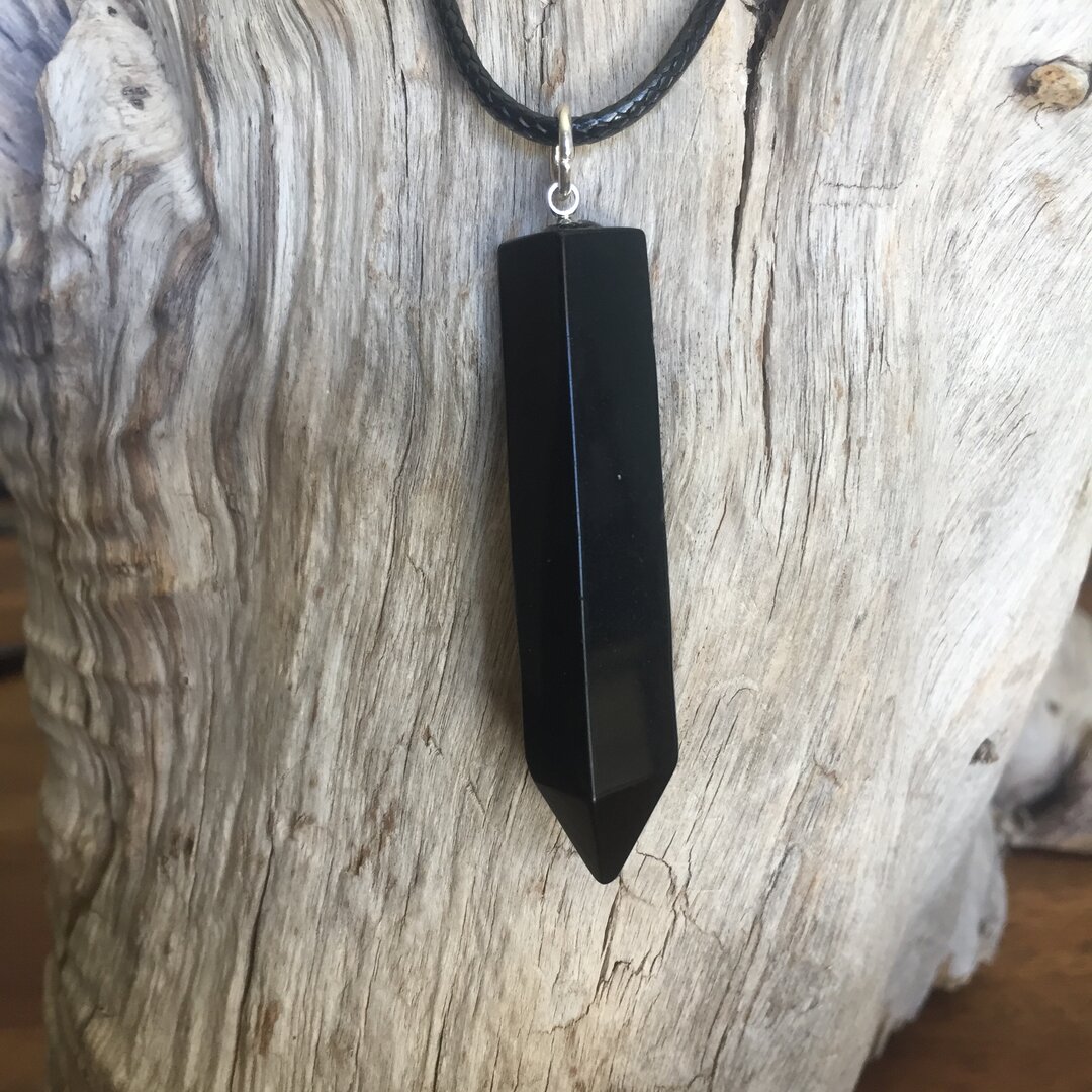 Pendentif Flèche En Obsidienne Noire Brute - Pierre Naturelle, Neuf Avec étiquettes