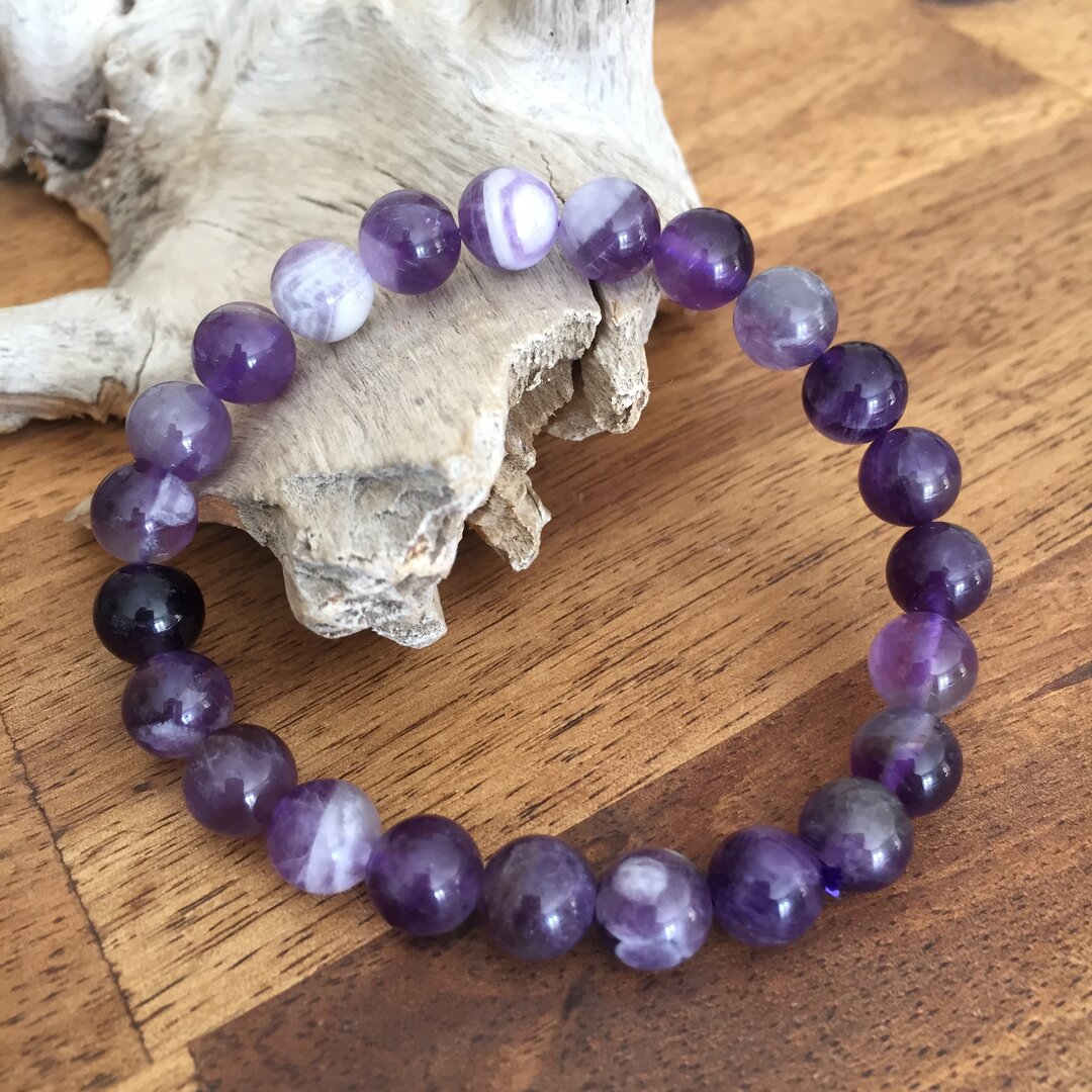 Bracelet Améthyste Naturelle GoPaw - Perles 4mm - Élastique - Cadeau Femme - Bijoux Pierre Naturelle