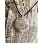 Pendentif Corail Fossil, bélière argent 925, cordon coton ciré offert