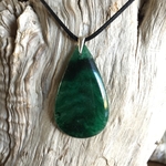 Pendentif aventurine, bélière argent 925, cordon coton ciré offert