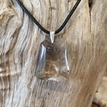 Pendentif Lodolite, bélière argent 925, cordon coton ciré offert