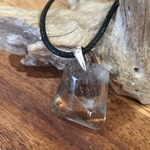 Pendentif Lodolite, bélière argent 925, cordon coton ciré offert