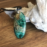 Pendentif Azurite Malachite, bélière argent 925