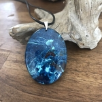 Pendentif Azurite, bélière argent 925, cordon coton ciré offert