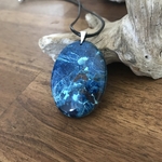 Pendentif Azurite, bélière argent 925, cordon coton ciré offert