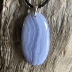Pendentif calcedoine bleue, bélière argent 925