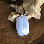 Pendentif agate blue lace (calcedoine bleue),bélière agent 925
