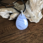 Pendentif agate blue lace (calcedoine bleue),bélière agent 925