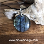 Pendentif labradorite, bélière argent 925