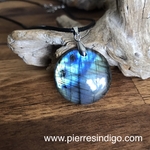 Pendentif labradorite, bélière argent 925