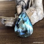 Pendentif labradorite, bélière argent 925