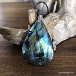 Pendentif labradorite, bélière argent 925