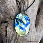 Pendentif labradorite, bélière argent 925