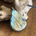 Pendentif labradorite, bélière argent 925