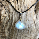 Pendentif labradorite blanche, bélière argent 925