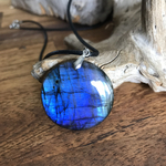 Pendentif Labradorite bleue, bélière argent 925