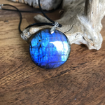 Pendentif Labradorite bleue, bélière argent 925