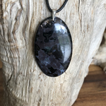 Pendentif Merlinite Indigo Gabbro, bélière argent 925