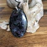 Pendentif Merlinite Indigo Gabbro, bélière argent 925