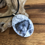 Pendentif Opale denditrique, bélière argent 925