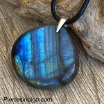 Pendentif labradorite, bélière argent 925