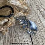 Pendentif Jaspe maligano, bélière argent 925