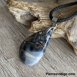 Pendentif Jaspe maligano, bélière argent 925