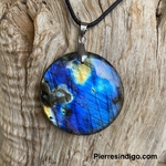 Pendentif labradorite, bélière acier inoxydable
