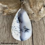 Pendentif opale denditrique, bélière argent 925