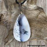 Pendentif opale denditrique, bélière argent 925